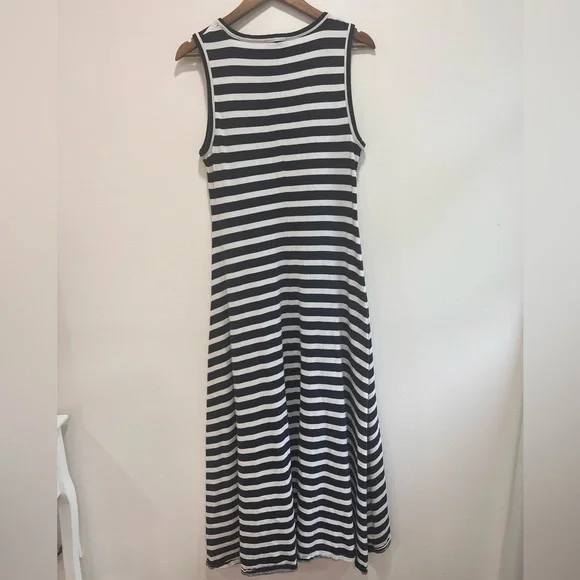 J. Crew Striped High Low Maxi Dress, White Navy Icon Stripe Nautical Beach, M - Picture 5 of 9
